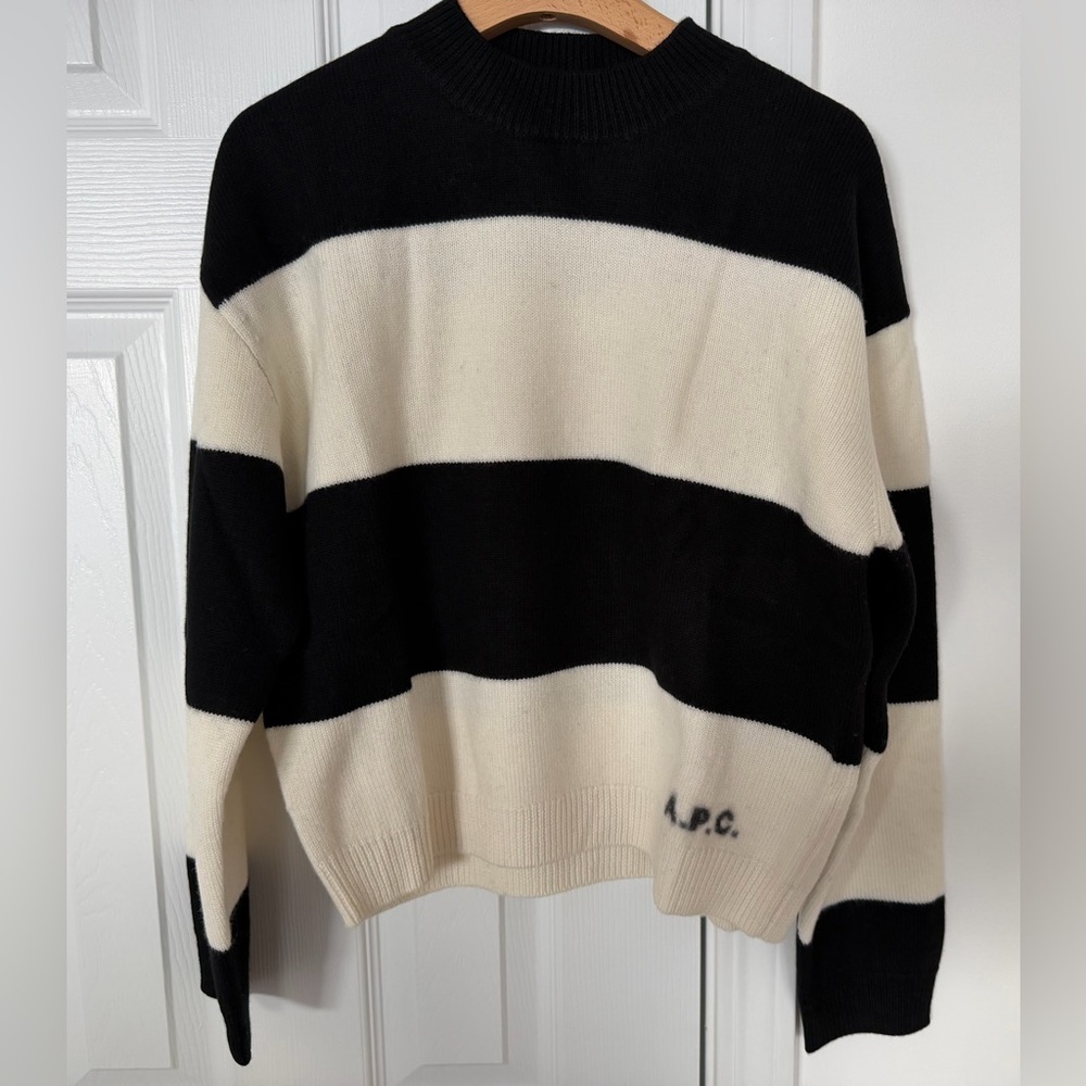A.P.C. Penny Sweater - 100% wool Black and White Striped - size M - Picture 5 of 10